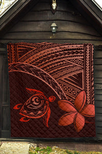 Hawaii Quilt - Hawaii Turtle Plumeria Quilt Red - Polynesian Pride