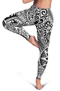 Polynesian Hawaiian Style Tribal Tattoo White Hawaii Women's Leggings AH - Polynesian Pride