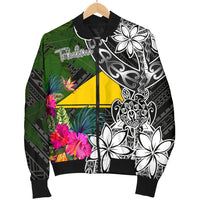 Tokelau Men Bomber Jacket - Turtle Plumeria Banana Leaf - Polynesian Pride