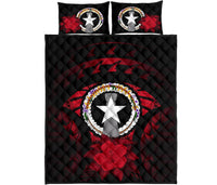 Northern Mariana Islands Polynesian Quilt Bed Set Hibiscus Red - Polynesian Pride