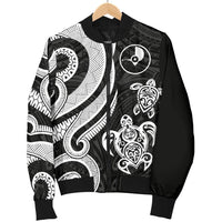 Yap Micronesian Men Bomber Jacket - White Tentacle Turtle - Polynesian Pride