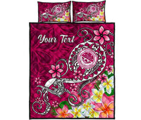 FSM Custom Personalised Quilt Bed Set - Turtle Plumeria (PINK) - Polynesian Pride