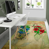 Hibibus Blue And Red Area Rug AH - Polynesian Pride