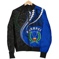 Pohnpei Men's Bomber Jacket Kanaloa Tatau (Black) - Polynesian Pride