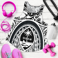 Polynesian Racerback Tanks - Guam Flag, Seal with Maui Moana Tattoo White - Polynesian Pride