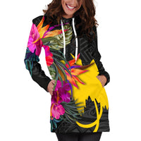 Papua New Guinea Women's Hoodie Dress - Hibiscus Polynesian Pattern - Polynesian Pride