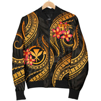 Polynesian Hawaii Men Bomber Jacket - Gold Plumeria Gold - Polynesian Pride