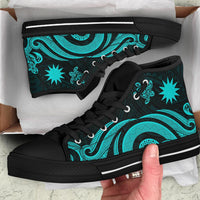 Nauru High Top Canvas Shoes - Turquoise Tentacle Turtle - Polynesian Pride