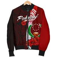 Pohnpei Micronesia Men's Bomber Jacket - Coat Of Arm With Hibiscus - Polynesian Pride