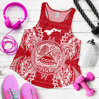 American Samoa Polynesian Women Tank Top Map Red White - Polynesian Pride