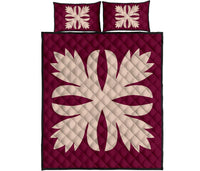 Hawaiian Royal Pattern Quilt Bed Set - Pink - C3 Style - Polynesian Pride