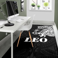 Sun In Leo Zodiac Area Rug Polynesian Tattoo Simple - White - Polynesian Pride