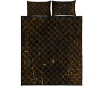New Zealand Quilt Bed Set, Maori Gods Quilt And Pillow Cover Tumatauenga (God Of War) - Gold - Polynesian Pride