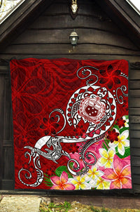 Samoa Premium Quilt - Turtle Plumeria (Red) - Polynesian Pride