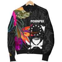 Pohnpei Men's Bomber Jacket - Polynesian Hibiscus Pattern - Polynesian Pride