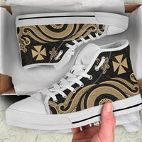 Wallis and Futuna High Top Canvas Shoes - Gold Tentacle Turtle - Polynesian Pride