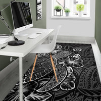 Niue Area Rugs Turtle Hibiscus Black - Polynesian Pride