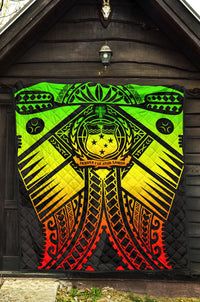 Samoa Polynesian Premium Quilt - Samoa Reggae Seal with Polynesian Tattoo - Polynesian Pride