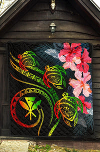 Hawaii Turtle Polynesian Tropical Premium Quilt - Cora Style Reggae - Polynesian Pride