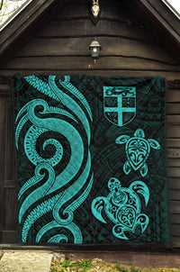 Fiji Polynesian Premium Quilt - Turquoise Tentacle Turtle - Polynesian Pride