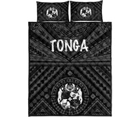 Tonga Quilt Bed Set - Tonga Seal With Polynesian Tattoo Style (Black) - Polynesian Pride