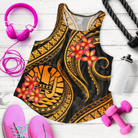Tahiti Polynesian Women Racerback Tank - Gold Plumeria - Polynesian Pride