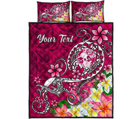 Tonga Custom Personalised Quilt Bed Set - Turtle Plumeria (Pink) - Polynesian Pride