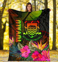 Tuvalu Polynesian Premium Blanket - Hibiscus and Banana Leaves - Polynesian Pride