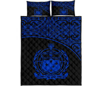 Samoa Quilt Bed Set - Samoa Coat Of Arms Polynesian Blue Curve Version Blue - Polynesian Pride