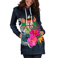 Fiji Polynesian Women's Hoodie Dress - Tropical Flower - Polynesian Pride
