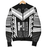 Hawaiian Kanaka Polynesian Women's Bomber Jacket Active White - Polynesian Pride