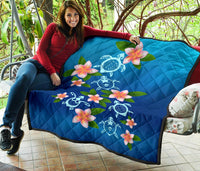 Turtle Polynesian Plumeria Premium Quilt - Polynesian Pride