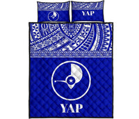 Yap Micronesia Quilt Bed Set - Yap Flag Blue Version Blue - Polynesian Pride
