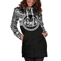 Marquesas Islands Women Hoodie Dress - Marquesas Islands Coat Of Arms Polynesian Black Color - Polynesian Pride