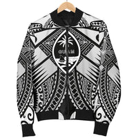 Guam Polynesian Men's Bomber Jacket - Guam White Seal with Polynesian Tattoo Ver 01 - Polynesian Pride
