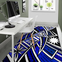 Nauru Area Rug - Tribal Flower Special Pattern Blue Color - Polynesian Pride