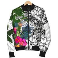 Palau Custom Personalised Men's Bomber Jacket White - Turtle Plumeria Banana Leaf Crest - Polynesian Pride