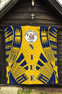 Niue Premium Quilt - Niue Seal Polynesian Dark BLue Tattoo - Polynesian Pride