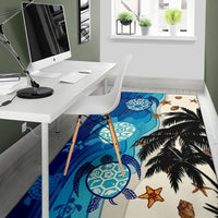 Hawaiian Sea Turtle Symbol Palm Tree Rug - AH J96 - Polynesian Pride