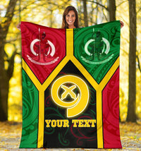 Polynesian Vanuatu Custom Personalised Premium Blanket - Vanuatu Flag and Coat Of Arms - Polynesian Pride