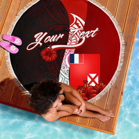 Wallis and Futuna Custom Personalised Polynesian Beach Blanket - Coat Of Arm With Hibiscus - Polynesian Pride