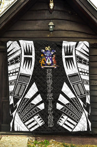 Norfolk Island Premium Quilt - Norfolk Island Coat Of Arms Polynesian White Tattoo (Black) - Polynesian Pride