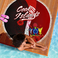 Cook Islands Polynesian Beach Blanket - Coat Of Arm With Hibiscus - Polynesian Pride