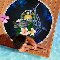 Nauru Polynesian Beach Blanket - Turtle With Plumeria Flowers - Polynesian Pride
