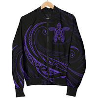Hawaii Turtle Polynesian Mens Bomber Jacket - Purple - Frida Style - Polynesian Pride