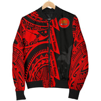 Polynesian Guinea Men's Bomber Jacket - Moana Maui Tattoo With Coat Of Arm Guinea Red - Polynesian Pride