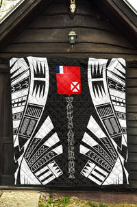 Wallis And Futuna Premium Quilt - Wallis And Futuna Coat Of Arms Polynesian White Tattoo - Polynesian Pride
