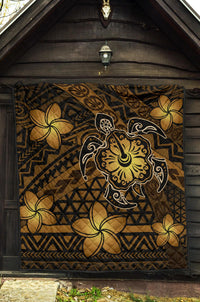 Hawaii Mix Polynesian Turtle Plumeria Premium Quilt - AH - Nick Style - Brown - Polynesian Pride