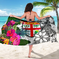 Fiji Sarong White - Turtle Plumeria Banana Leaf - Polynesian Pride