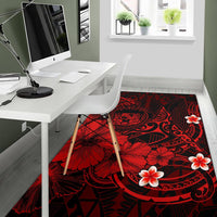 Polynesian Hawaii Area Rug - Humpback Whale with Hibiscus (Red) - Polynesian Pride